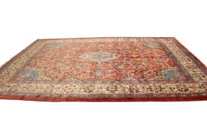 Semi Antique Scarlet Red Floral 10X14 Mahal Persian Rug