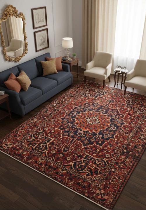 Antique Rusty Red Tribal 9X13 Bakhtiari Persian Rug