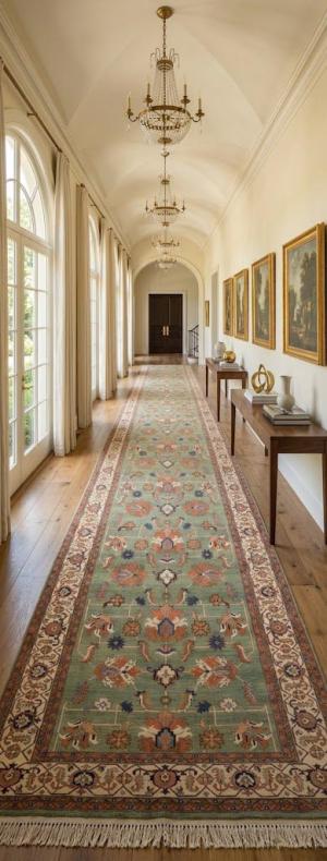 Green Floral 10X27 Heriz Sultanabad Persian Rug