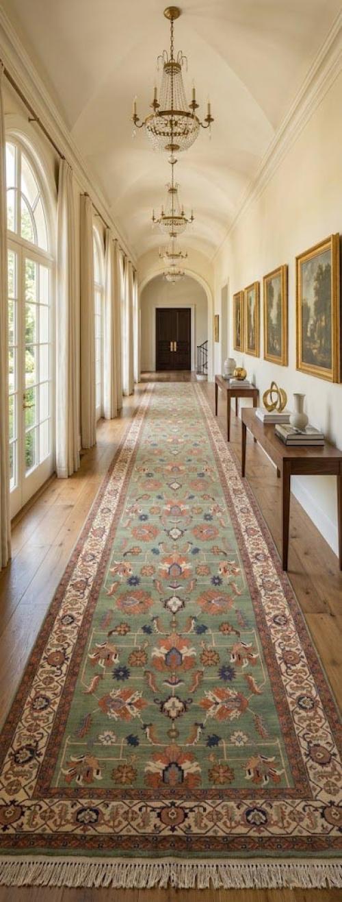 Green Floral 10X27 Heriz Sultanabad Persian Rug