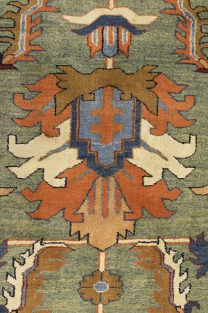 Green Floral 10X27 Heriz Sultanabad Persian Rug