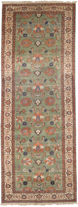 Green Floral 10X27 Heriz Sultanabad Persian Rug