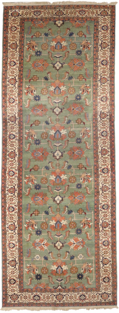 Green Floral 10X27 Heriz Sultanabad Persian Rug