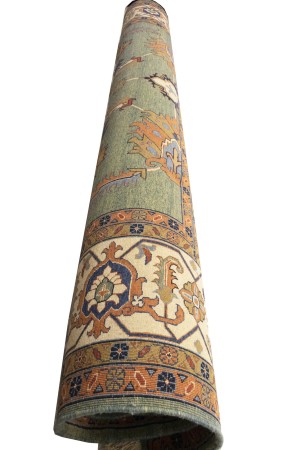 Green Floral 10X27 Heriz Sultanabad Persian Rug