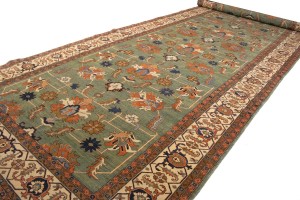 Green Floral 10X27 Heriz Sultanabad Persian Rug