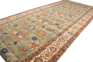 Green Floral 10X27 Heriz Sultanabad Persian Rug