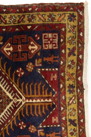 Vintage Dark Purple-navy Tribal 3'6X10'7 Karajeh Persian Runner Rug