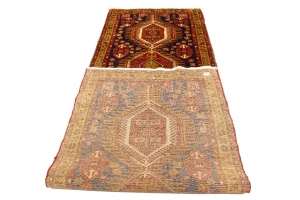 Vintage Dark Purple-navy Tribal 3'6X10'7 Karajeh Persian Runner Rug