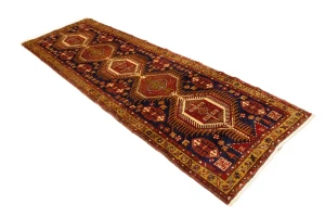 Vintage Dark Purple-navy Tribal 3'6X10'7 Karajeh Persian Runner Rug