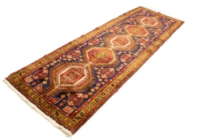 Vintage Dark Purple-navy Tribal 3'6X10'7 Karajeh Persian Runner Rug