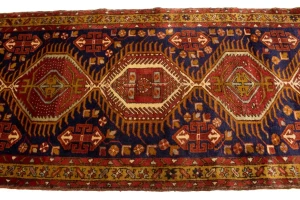 Vintage Dark Purple-navy Tribal 3'6X10'7 Karajeh Persian Runner Rug