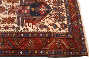 Semi Antique Cream Geometric 4X12 Karajeh Persian Runner Rug