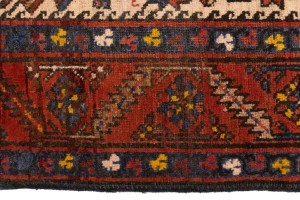 Semi Antique Cream Geometric 4X12 Karajeh Persian Runner Rug