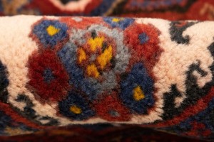 Semi Antique Cream Geometric 4X12 Karajeh Persian Runner Rug