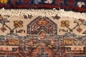 Semi Antique Cream Geometric 4X12 Karajeh Persian Runner Rug