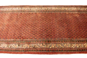 Semi Antique Tribal Rusty Red 3'8X10'5 Botemir Persian Runner Rug