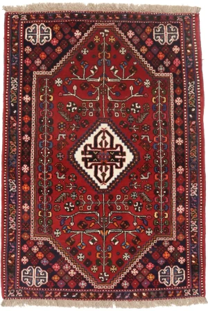 Red Tribal 3'5X5 Shiraz Persian Oriental Rug