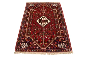 Red Tribal 3'5X5 Shiraz Persian Oriental Rug