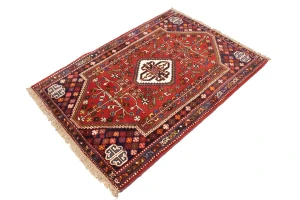 Red Tribal 3'5X5 Shiraz Persian Oriental Rug