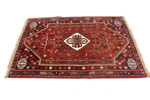 Red Tribal 3'5X5 Shiraz Persian Oriental Rug