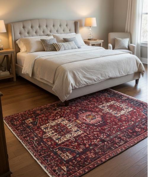 Semi Antique Red Tribal 5X6 Karajeh Persian Rug