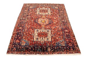Semi Antique Red Tribal 5X6 Karajeh Persian Rug