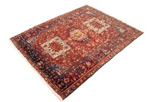 Semi Antique Red Tribal 5X6 Karajeh Persian Rug