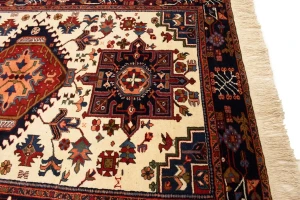 Vintage Cream Tribal 5X8 Karajeh Persian Rug