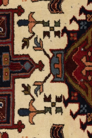 Vintage Cream Tribal 5X8 Karajeh Persian Rug