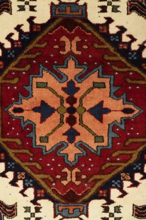 Vintage Cream Tribal 5X8 Karajeh Persian Rug