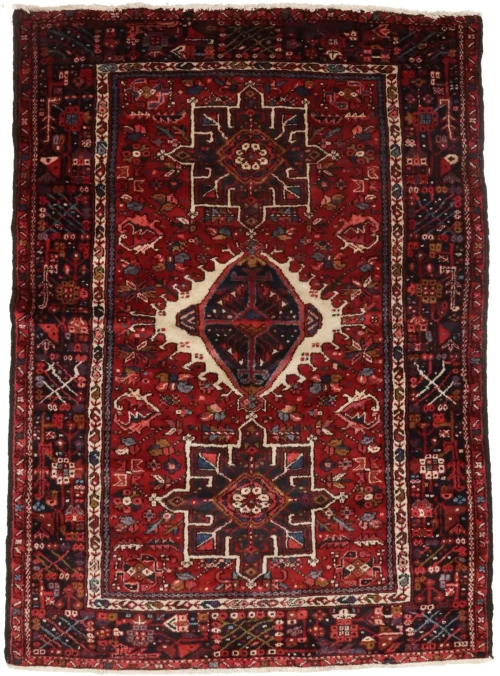 Red Semi Antique Tribal 4'6X6'3 Karajeh Persian Oriental Rug