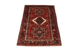 Red Semi Antique Tribal 4'6X6'3 Karajeh Persian Oriental Rug
