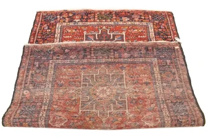 Red Semi Antique Tribal 4'6X6'3 Karajeh Persian Oriental Rug
