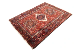 Red Semi Antique Tribal 4'6X6'3 Karajeh Persian Oriental Rug