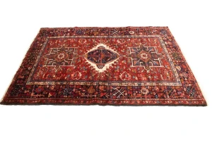 Red Semi Antique Tribal 4'6X6'3 Karajeh Persian Oriental Rug