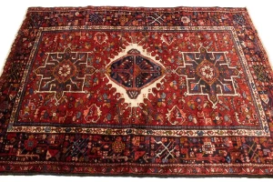 Red Semi Antique Tribal 4'6X6'3 Karajeh Persian Oriental Rug