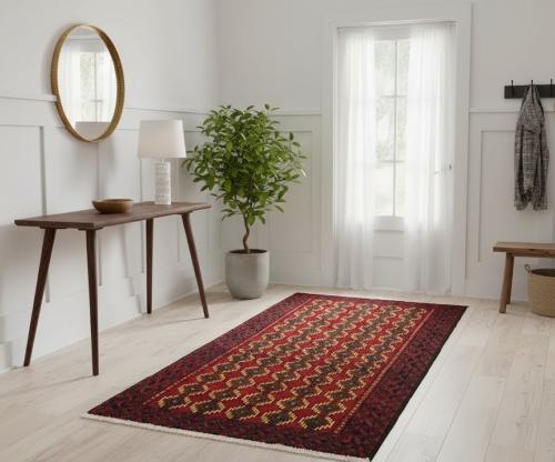 Vintage Red Tribal 3'3X6'4 Balouch Persian Rug