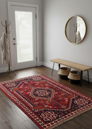Red Tribal 3'4X5 Shiraz Persian Rug
