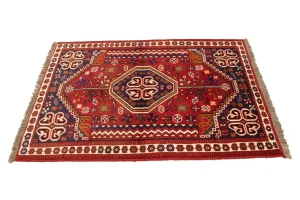 Red Tribal 3'4X5 Shiraz Persian Rug