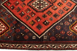 Vintage Orange-red Tribal 4X5 Shiraz Persian Rug