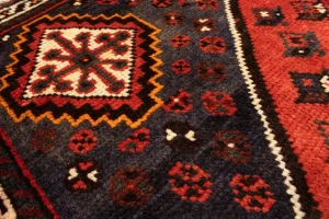 Vintage Orange-red Tribal 4X5 Shiraz Persian Rug