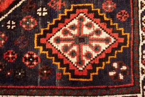 Vintage Orange-red Tribal 4X5 Shiraz Persian Rug