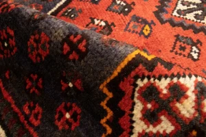 Vintage Orange-red Tribal 4X5 Shiraz Persian Rug