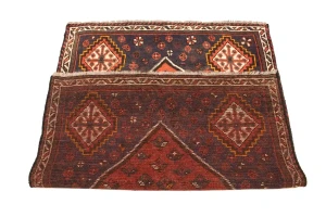 Vintage Orange-red Tribal 4X5 Shiraz Persian Rug