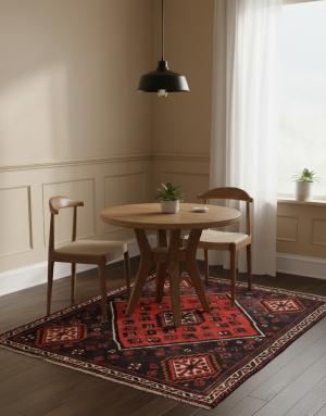 Vintage Orange-red Tribal 4X5 Shiraz Persian Rug