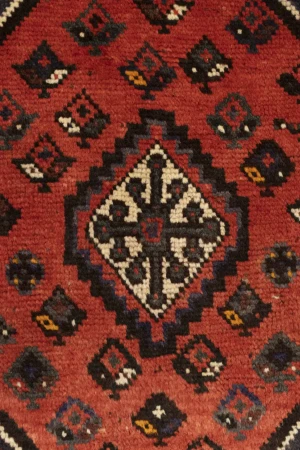 Vintage Orange-red Tribal 4X5 Shiraz Persian Rug