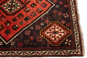 Vintage Orange-red Tribal 4X5 Shiraz Persian Rug