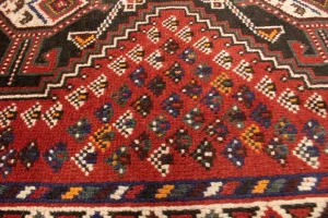 Vintage Rusty Red Geometric 3'6X4'9 Shiraz Persian Rug