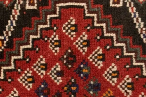Vintage Rusty Red Geometric 3'6X4'9 Shiraz Persian Rug