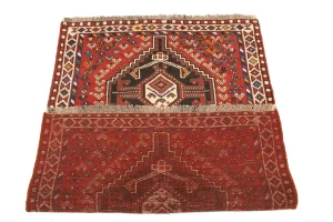 Vintage Rusty Red Geometric 3'6X4'9 Shiraz Persian Rug